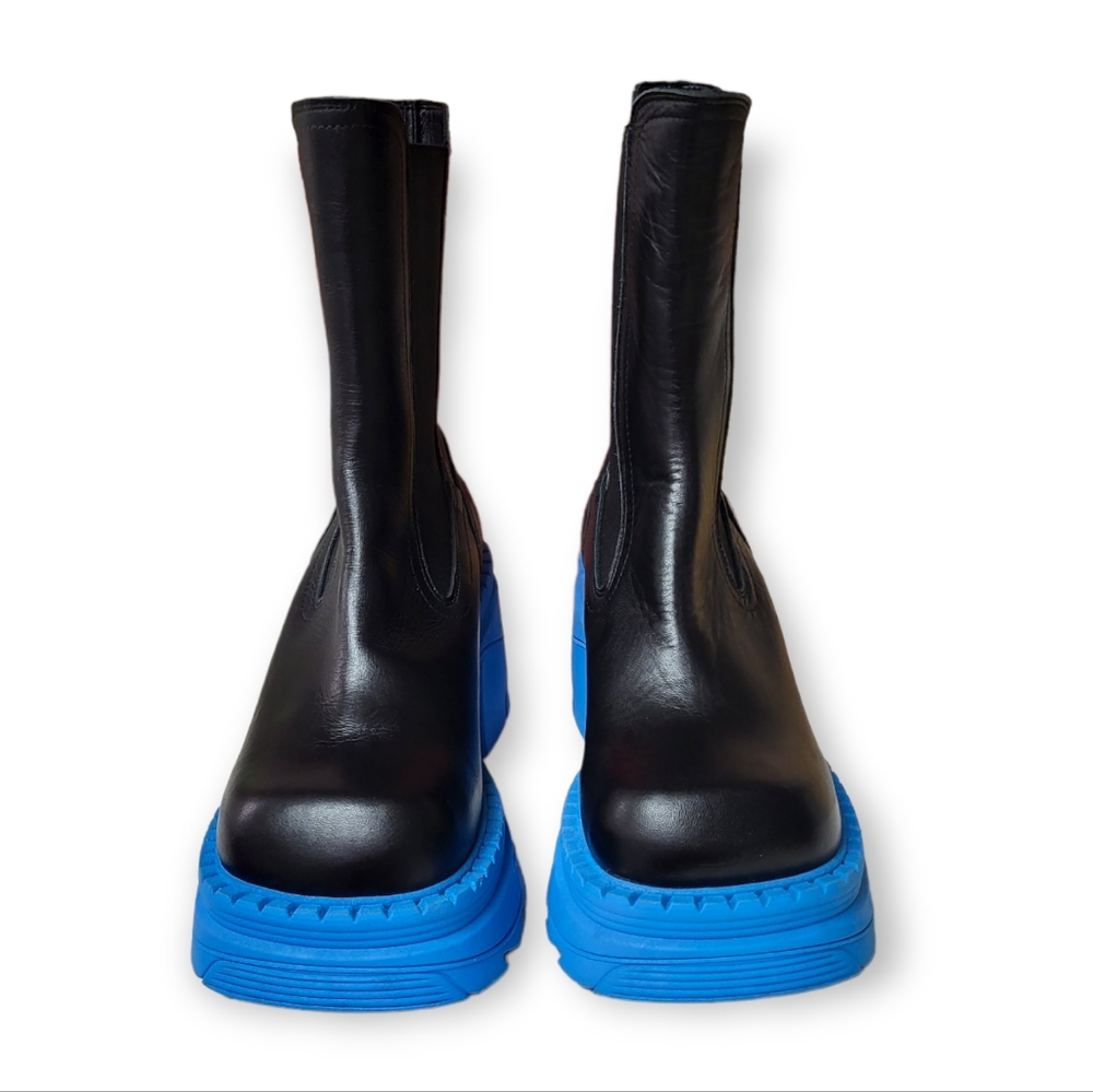 TOPSHOP Haiti Chunky Heel Platform Chelsea Boots in Black and Blue 7 - Picture 3 of 9